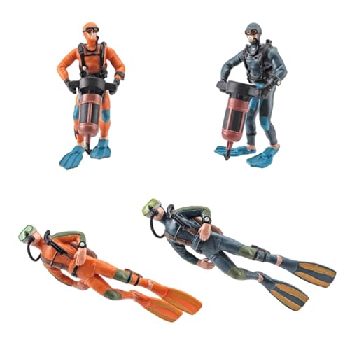 Sharplace 4 Stück Aquarium-Taucher-, Taucher-Figur, Aquarium-Zubehör, kleine Statuen, realistische Tank-Dekorationen von Sharplace