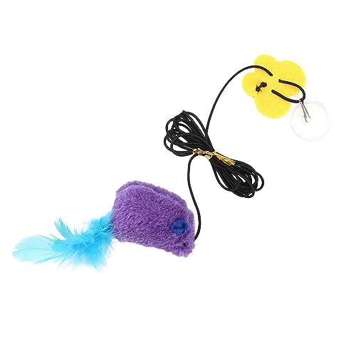 Sharplace An der Tür hängendes Maus-Katzenspielzeug, interaktives Spiel-Teaser-Spielzeug, klebriger Saugnapf, Tür-Plüschmäuse mit Sound für Kätzchen, die, Violett von Sharplace