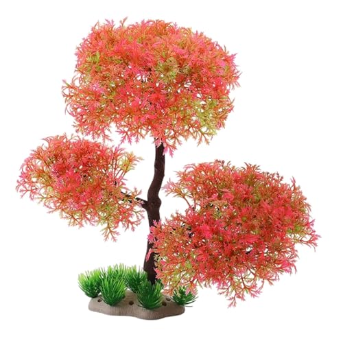 Sharplace Aquarienpflanzen, Mikrolandschaft, sinkende Wasserpflanzen für Süßwasser-Salzwasser-, realistischer künstlicher Baum-Bonsai, Rosa von Sharplace