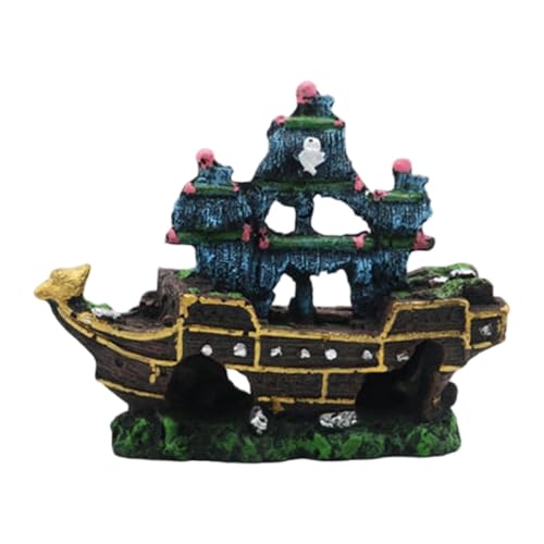 Sharplace Aquarium-Schiffswrack-Dekoration, versunkenes Schiffsornament, Versteckhöhle aus Harz für Süßwasser-Salzwassertanks, Haustierbedarf, von Sharplace