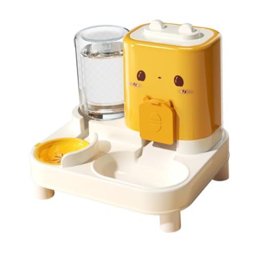 Sharplace Automatischer Futter- und Wasserspender für Katzen, automatischer Futter- und Wasserspender für Haustiere, tragbarer kompakter Hundenapf, Futternapf, Gelb von Sharplace
