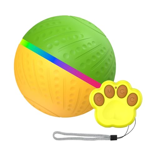 Sharplace Automatischer interaktiver Hundeball, Wicked Ball, bewegungsaktiviert, bissfest, automatisch beweglicher Hundeball, Spielzeug für Rasenhaustiere, Grün Gelb von Sharplace