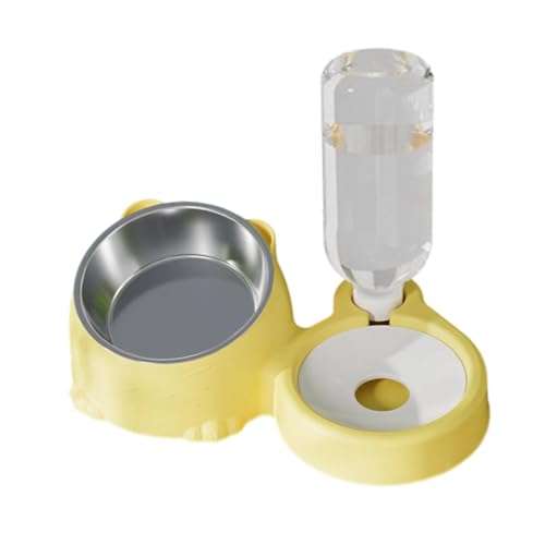 Sharplace Doppelte Katzennäpfe, Set mit Futter- und Wassernäpfen für Haustiere, Füttern und Trinken, Haustierbedarf, Futterspender, erhöhter Katzennapf für, Gelb von Sharplace