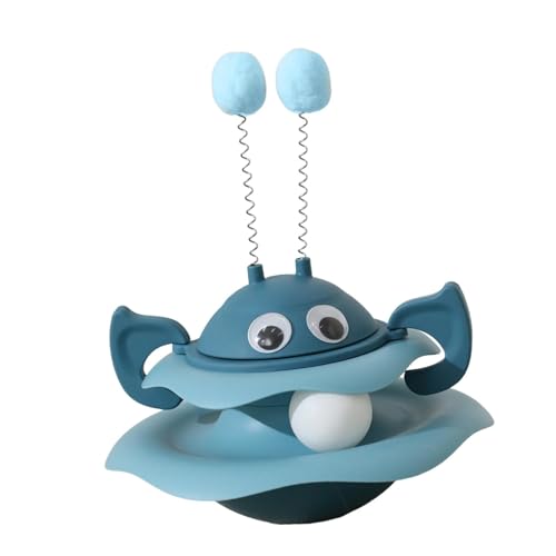 Sharplace Drehteller-Katzenspielzeug, Kätzchen-Übungsspielzeug, lustiges Übungsgerät mit Ball, Vergnügungs-Teaser, Wackelspinner für Erwachsene Hauskatzen, Blau von Sharplace