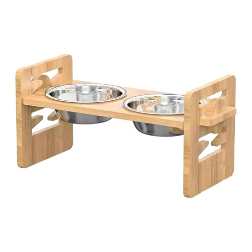 Sharplace Erhöhte Katzennäpfe, Edelstahlnapf, tragbare Katzennäpfe, Hundefutter- und Wassernapfständer, Futterständer für kleine Hunde und Katzen, 35.9 cm X 13.9 cm X von Sharplace