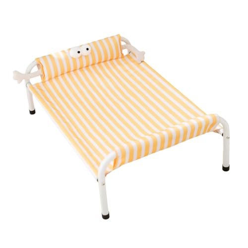 Sharplace Erhöhtes Hundebett, Haustierhängematte, atmungsaktives, wasserdichtes, kühlendes, rutschfestes Sommerbett mit Kissen für Katzen und Hunde, Gelb, L von Sharplace