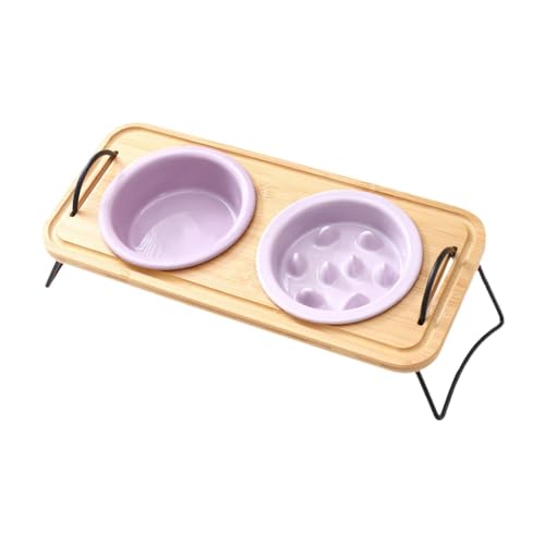 Sharplace Erhöhtes -Hundenapf-Set, Haustiernäpfe mit Holzständer, stabile Moderne Futter- und Wassernäpfe, Futternäpfe für Welpen und Katzen, Lila von Sharplace