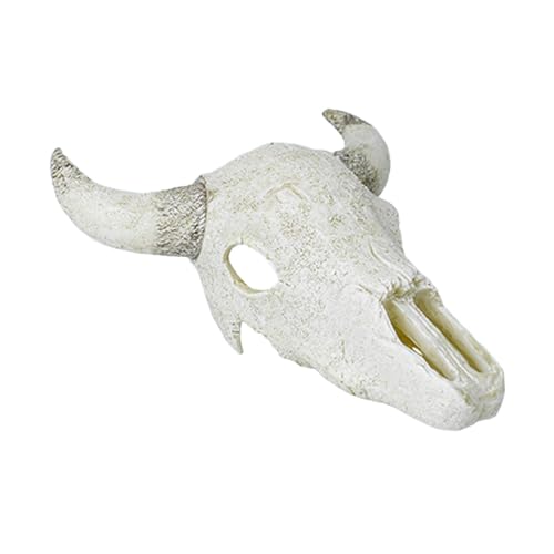 Sharplace Fischtank Dekoration Tierschädel Statue Skelett Tierkopf simulierte Ornamente Accessoires Fischschildkröte Versteck, Weißes Ochsenhorn von Sharplace