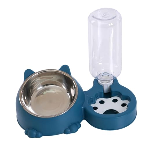 Sharplace Futter- und Wasserspender, geneigter erhöhter Katzennapf, einzigartiges Haustier-Wasser- und Futternapf-Set für Kätzchen, kleine Hunde, Katzen, Blau von Sharplace