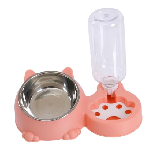 Sharplace Futter- und Wasserspender, geneigter erhöhter Katzennapf, einzigartiges Haustier-Wasser- und Futternapf-Set für Kätzchen, kleine Hunde, Katzen, Rosa von Sharplace