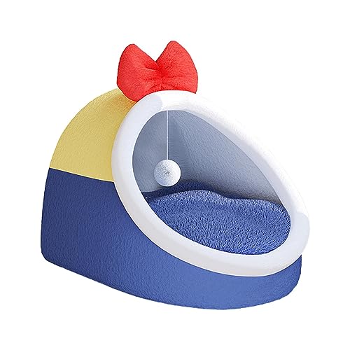 Sharplace Gemütliches Katzenbett mit Spielball - Weiches Plüschkissen für erholsamen Schlaf, Blau, L Sharplace Gemütliches Katzenbett mit Spielball - Weiches Plüschkissen für erholsamen Schlaf, Blau, L von Sharplace