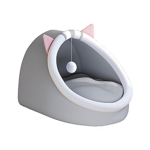 Sharplace Gemütliches Katzenbett mit Spielball - Weiches Plüschkissen für erholsamen Schlaf, Grau, L Sharplace Gemütliches Katzenbett mit Spielball - Weiches Plüschkissen für erholsamen Schlaf, Grau, L von Sharplace