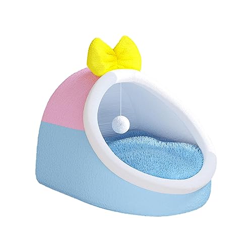 Sharplace Gemütliches Katzenbett mit Spielball - Weiches Plüschkissen für erholsamen Schlaf, Hellblau, M Sharplace Gemütliches Katzenbett mit Spielball - Weiches Plüschkissen für erholsamen Schlaf, Hellblau, M von Sharplace