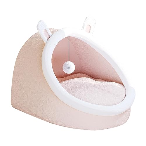 Sharplace Gemütliches Katzenbett mit Spielball - Weiches Plüschkissen für erholsamen Schlaf, Rosa, L von Sharplace