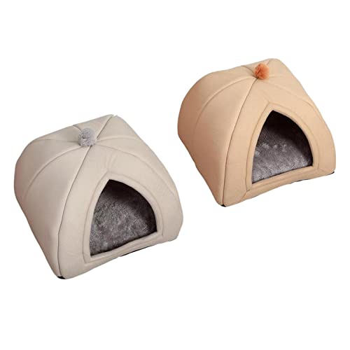 Sharplace Gemütliches Tierbett für Hunde - Kuschelhöhle mit Plüsch, Grau Mittelbraun Klein von Sharplace