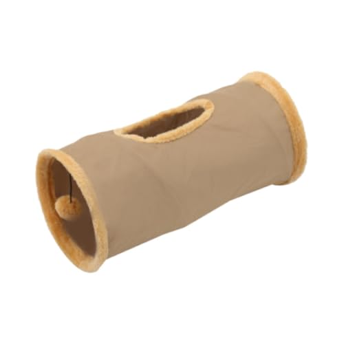 Sharplace Gerader Katzentunnel für Hauskatzen, Faltbarer Tunnelröhren-Versteck, 50 x 25 cm, interaktives Ruhespielzeug, kratzfestes Katzenspielzeug, Khaki von Sharplace