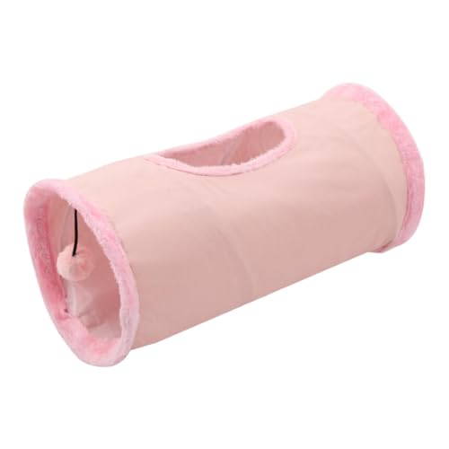Sharplace Gerader Katzentunnel für Hauskatzen, Faltbarer Tunnelröhren-Versteck, 50 x 25 cm, interaktives Ruhespielzeug, kratzfestes Katzenspielzeug, Rosa von Sharplace