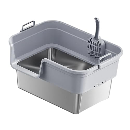 Sharplace Große Katzentoilette, Katzentoilette, erhöht, halbgeschlossen, leicht zu reinigen, Oben offen mit hohen Seiten, Katzentoilettentablett, Hellgrau Sharplace Große Katzentoilette, Katzentoilette, erhöht, halbgeschlossen, leicht zu reinigen, Oben offen mit hohen Seiten, Katzentoilettentablett, Hellgrau von Sharplace