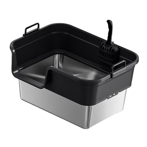 Sharplace Große Katzentoilette, Katzentoilette, erhöht, halbgeschlossen, leicht zu reinigen, Oben offen mit hohen Seiten, Katzentoilettentablett, Schwarz Sharplace Große Katzentoilette, Katzentoilette, erhöht, halbgeschlossen, leicht zu reinigen, Oben offen mit hohen Seiten, Katzentoilettentablett, Schwarz von Sharplace