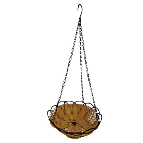Sharplace Hängender Vogelfutterspender, Futterspender mit Haken und Kette, gewebter Korb, Futtertablett-Plattform für den Außenbereich, Hof, Garten von Sharplace