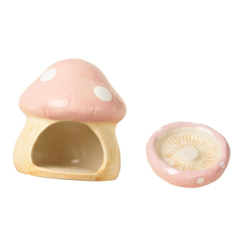 Sharplace Hamsterhaus aus, Versteck für Kleintiere, Höhle, stabil, Cartoon-Pilzform, mit Futternapf für Meerschweinchen und kleine Haustiere, Rosa von Sharplace