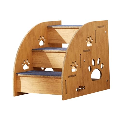 Sharplace Haustiertreppe Aus Holz, Hundeleiter, Welpentreppe, Matte, Haustierstufen, Hundeleiter, 3 Etagen Sharplace Haustiertreppe Aus Holz, Hundeleiter, Welpentreppe, Matte, Haustierstufen, Hundeleiter, 3 Etagen von Sharplace