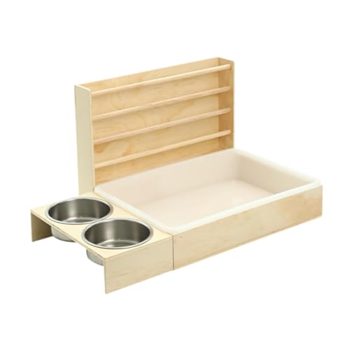Sharplace Heu-Futterspender aus für Kaninchen, Heuhalter für Häschen mit 2 Schüsseln und Katzentoilette, Futterfütterung, Heimtierbedarf für Häschen, Style A von Sharplace
