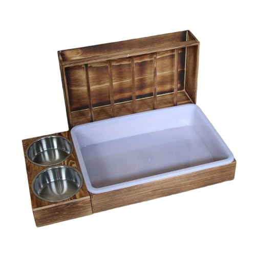 Sharplace Heuraufe für, Futtertrog für Kaninchen aus Holz mit Katzentoilette, Schüsseln, Wassertrog für Chinchillas, Katzentoilette, Heuraufen für von Sharplace