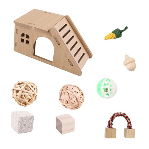 Sharplace Hölzernes Versteckschloss, Betthütte, belüftete Außenhabitate, hölzernes Hamsterhaus für Rennmaushamster von Sharplace
