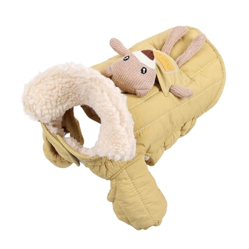 Sharplace Hunde-Wintermantel, Fleece-gefüttert, gesteppt, mit verdicktem Hals, Herbst-Outfit für Spaziergänge mit Leinenloch, warme Jacke, Winterkleidung, Yellow M von Sharplace