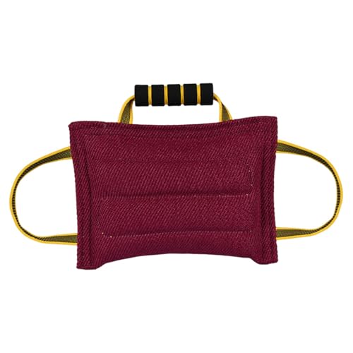 Sharplace Hundebissschlepper Spielzeug Kissen Molar Hanf mit 3 Griffen Hartes Pull -Spielzeughundschlepp Spielzeug für kleine große große, mittelgroße, Rot von Sharplace