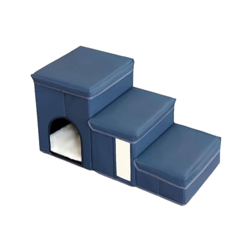 Sharplace Hundetreppe, faltbar, bequem für hohes Bett, mit Spielzeugaufbewahrung, Leiter, Haustierhaus, Hundetreppe, Haustiertreppe für ältere Hunde, kleine, Navy Blau von Sharplace