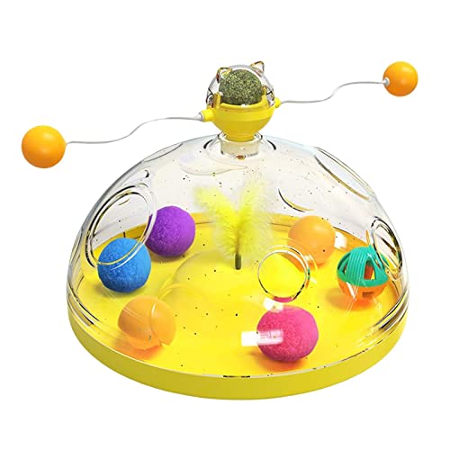 Sharplace Katzen-Windmühlenspielzeug mit Bällen Tease Cat Catnip Zubehör Catnip Ball Toys, GELB von Sharplace