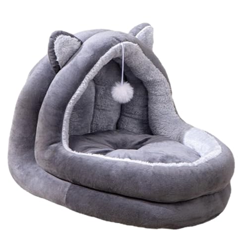 Sharplace Katzenbett, Haustierhaus, halbgeschlossen, gemütlich, mit Spielball, praktisch, warm, Höhle, Nest, Haustier-Schlafbett für Welpen und Kätzchen von Sharplace