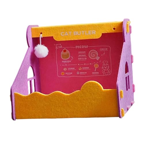 Sharplace Katzenbett aus Filz, Katzenhöhle, rutschfest, bequem, schön, atmungsaktiv, mit Ballspielzeug, dekorativem Tierbedarf für Hauskatzen und Kätzchen, Rosa Gelb Sharplace Katzenbett aus Filz, Katzenhöhle, rutschfest, bequem, schön, atmungsaktiv, mit Ballspielzeug, dekorativem Tierbedarf für Hauskatzen und Kätzchen, Rosa Gelb von Sharplace