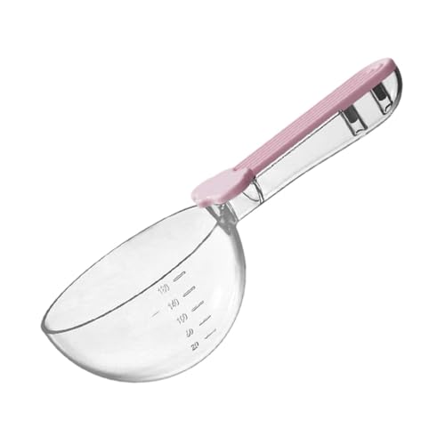 Sharplace Katzenfutterschaufel, Hundelöffel, vielseitig verwendbar, mit Maßangaben, durchsichtig, bequem, Langer Griff, mit Beutelclip, Messbecher für, Rosa von Sharplace