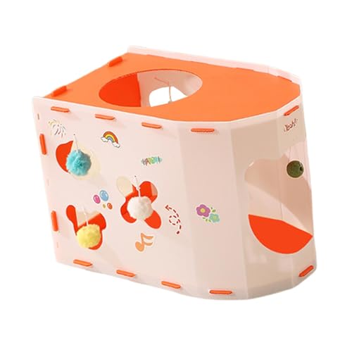 Sharplace Katzenhaus-Tunnel, multifunktional, zu installieren, atmungsaktiv, Möbelschutz, Lounge-Versteck mit Aufklebern für kleine Katzen, Orange von Sharplace