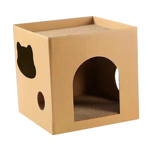 Sharplace Katzenhaus aus Karton, Spielhaus, Möbelschutz, Loungebett, gewelltes Katzenkratzbrett, Versteck für Katzen, Kätzchen, Kleintiere, Braun Sharplace Katzenhaus aus Karton, Spielhaus, Möbelschutz, Loungebett, gewelltes Katzenkratzbrett, Versteck für Katzen, Kätzchen, Kleintiere, Braun von Sharplace