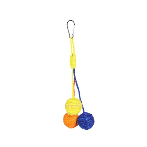 Sharplace Katzenspielzeug, Sisalball, Kratzball, Selbstspiel, beißball, Haustierbedarf, 32 cm lang, hängendes Katzenspielzeug, langes Seil, Gelb Orange Blau von Sharplace