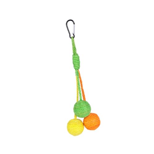 Sharplace Katzenspielzeug, Sisalball, Kratzball, Selbstspiel, beißball, Haustierbedarf, 32 cm lang, hängendes Katzenspielzeug, langes Seil, Gelb Orange Grün von Sharplace