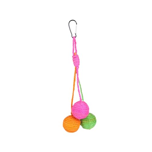 Sharplace Katzenspielzeug, Sisalball, Kratzball, Selbstspiel, beißball, Haustierbedarf, 32 cm lang, hängendes Katzenspielzeug, langes Seil, Rosa Orange Grün von Sharplace