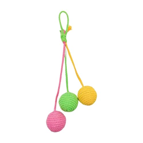 Sharplace Katzenspielzeug, Sisalball, Seilball zum Spielen, verschleißfest, schützt Möbel, handgefertigt, für Hauskatzen, Katzenspielzeug für, Rosa Gelb Grün von Sharplace