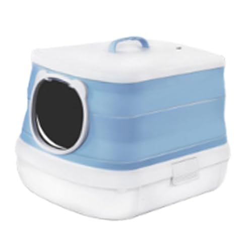 Sharplace Katzenstrauder -Box Klapptierzubehör Geruchskontrolle Anti -Spritzer mit Vordertürklappe Pet Wratt Tablett Kätzchen Töpfchen, Blau von Sharplace