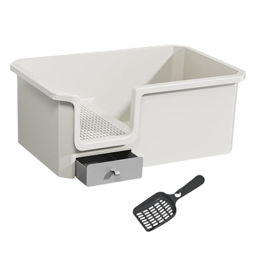 Sharplace Katzentoilette, Katzentoilette, niedriger Einstieg, stabil, spritzwassergeschützt, tragbar, für Hauskatzen, mit hohen Seiten, extra groß, für Katzen, Beigeweiß Sharplace Katzentoilette, Katzentoilette, niedriger Einstieg, stabil, spritzwassergeschützt, tragbar, für Hauskatzen, mit hohen Seiten, extra groß, für Katzen, Beigeweiß von Sharplace
