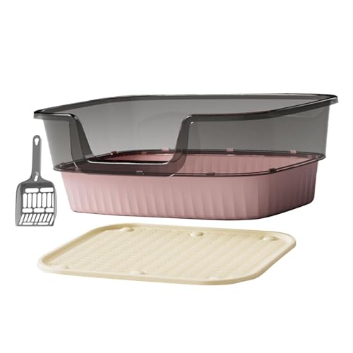 Sharplace Katzentoilette, Katzentoilette mit Sieb, Bettpfanne mit hohen Seitenwänden und Spritzschutz, Katzentoilette mit Sandkasten und abgesenkter Vorderseite, Rosa Sharplace Katzentoilette, Katzentoilette mit Sieb, Bettpfanne mit hohen Seitenwänden und Spritzschutz, Katzentoilette mit Sandkasten und abgesenkter Vorderseite, Rosa von Sharplace