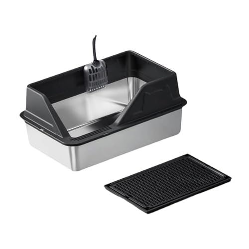 Sharplace Katzentoilette mit erhöhten Rändern Katzentoilette Spritzwassergeschützt Tierbedarf Sandkasten Katzen Bettpfanne und Matte, Schwarz von Sharplace