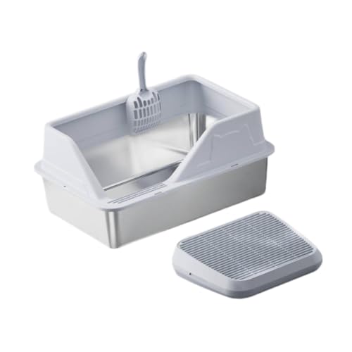 Sharplace Katzentoilette mit hohen Seitenwänden und Katzentoilettenrampe, spritzwassergeschützt, erhöhter Zaun für mehrere Katzen, Hellgrau Sharplace Katzentoilette mit hohen Seitenwänden und Katzentoilettenrampe, spritzwassergeschützt, erhöhter Zaun für mehrere Katzen, Hellgrau von Sharplace
