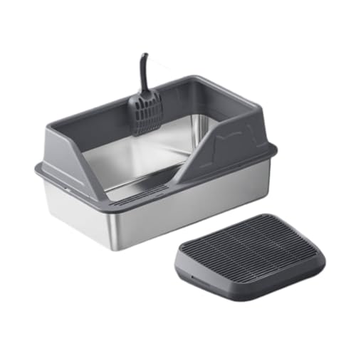 Sharplace Katzentoilette mit hohen Seitenwänden und Katzentoilettenrampe, spritzwassergeschützt, erhöhter Zaun für mehrere Katzen, Tiefgrau Sharplace Katzentoilette mit hohen Seitenwänden und Katzentoilettenrampe, spritzwassergeschützt, erhöhter Zaun für mehrere Katzen, Tiefgrau von Sharplace