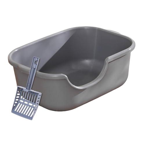 Sharplace Katzentoilette mit offener Oberseite, erhöhte Bettpfanne, Katzenbettpfanne, übergroßes Haustierzubehör für Hauskatzen, Katzentoilette, Sandkasten, grau Sharplace Katzentoilette mit offener Oberseite, erhöhte Bettpfanne, Katzenbettpfanne, übergroßes Haustierzubehör für Hauskatzen, Katzentoilette, Sandkasten, grau von Sharplace