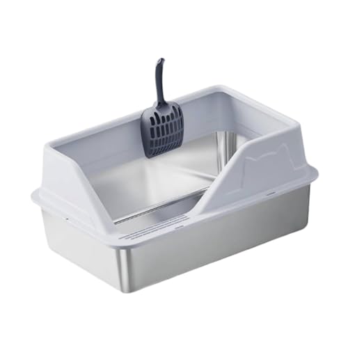 Sharplace Katzentoilette und Schaufel aus Edelstahl, tragbares Katzenklo mit Spritzschutz und hohen Seiten, Hellgrau Sharplace Katzentoilette und Schaufel aus Edelstahl, tragbares Katzenklo mit Spritzschutz und hohen Seiten, Hellgrau von Sharplace